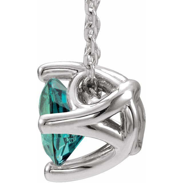 Platinum 5 mm Round Lab-Grown Alexandrite Solitaire 16-18" Necklace