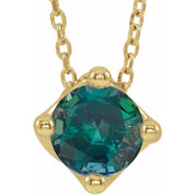 14K Yellow 5 mm Round Lab-Grown Alexandrite Solitaire 16-18" Necklace