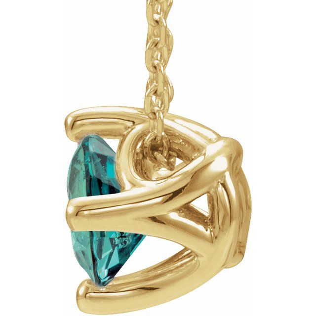 14K Yellow 6 mm Round Lab-Grown Alexandrite Solitaire 16-18" Necklace