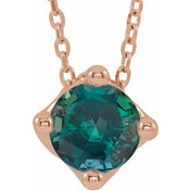 14K Rose 5 mm Round Lab-Grown Alexandrite Solitaire 16-18" Necklace