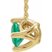 14K Yellow 6 mm Round Lab-Grown Emerald Solitaire 16-18" Necklace