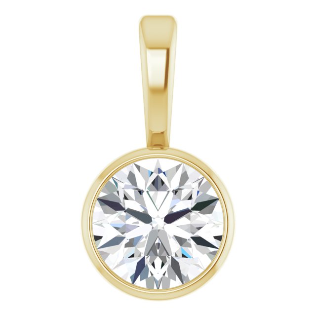 14K Yellow 1/3 CT Lab-Grown Diamond Bezel-Set Solitaire Pendant