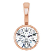 14K Rose 1/3 CT Lab-Grown Diamond Bezel-Set Solitaire Pendant