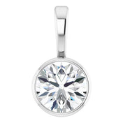 14K White 1/3 CT Natural Diamond Bezel-Set Solitaire Pendant