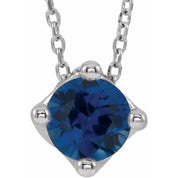 5 mm and 6 mm Round Lab-Grown and Natural Gemstone Adjustable Solitaire Necklace 16-18" Series 86993