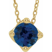 5 mm and 6 mm Round Lab-Grown and Natural Gemstone Adjustable Solitaire Necklace 16-18" Series 86993