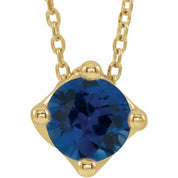 5 mm and 6 mm Round Lab-Grown and Natural Gemstone Adjustable Solitaire Necklace 16-18" Series 86993