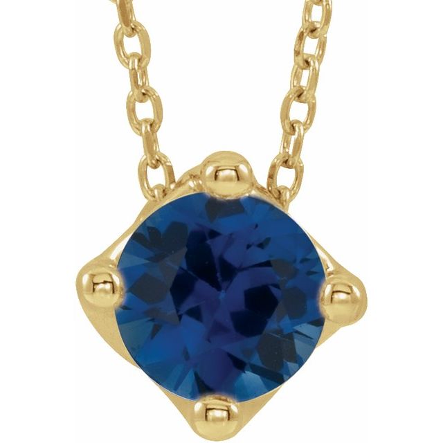 5 mm and 6 mm Round Lab-Grown and Natural Gemstone Adjustable Solitaire Necklace 16-18" Series 86993