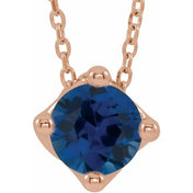 5 mm and 6 mm Round Lab-Grown and Natural Gemstone Adjustable Solitaire Necklace 16-18" Series 86993