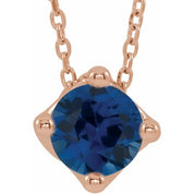 5 mm and 6 mm Round Lab-Grown and Natural Gemstone Adjustable Solitaire Necklace 16-18" Series 86993