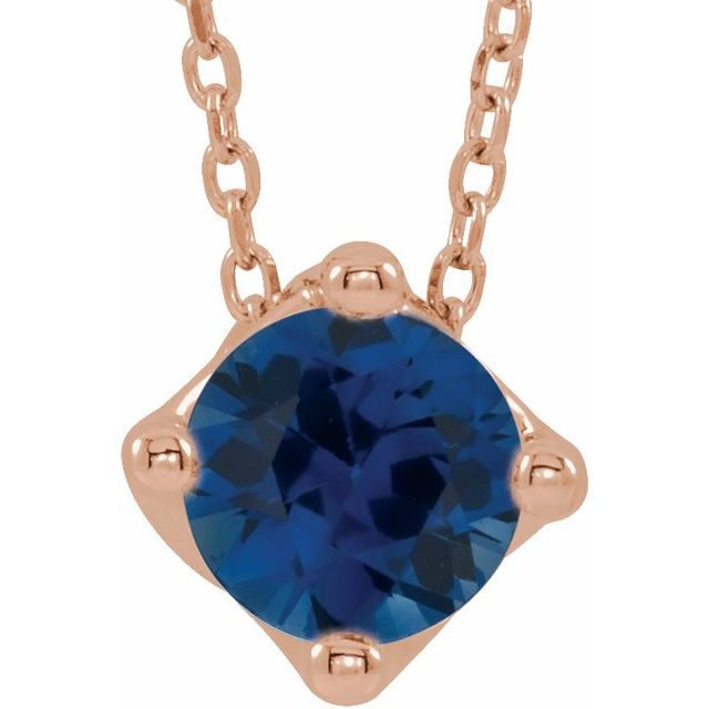 5 mm and 6 mm Round Lab-Grown and Natural Gemstone Adjustable Solitaire Necklace 16-18" Series 86993