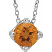5 mm and 6 mm Round Lab-Grown and Natural Gemstone Adjustable Solitaire Necklace 16-18" Series 86993