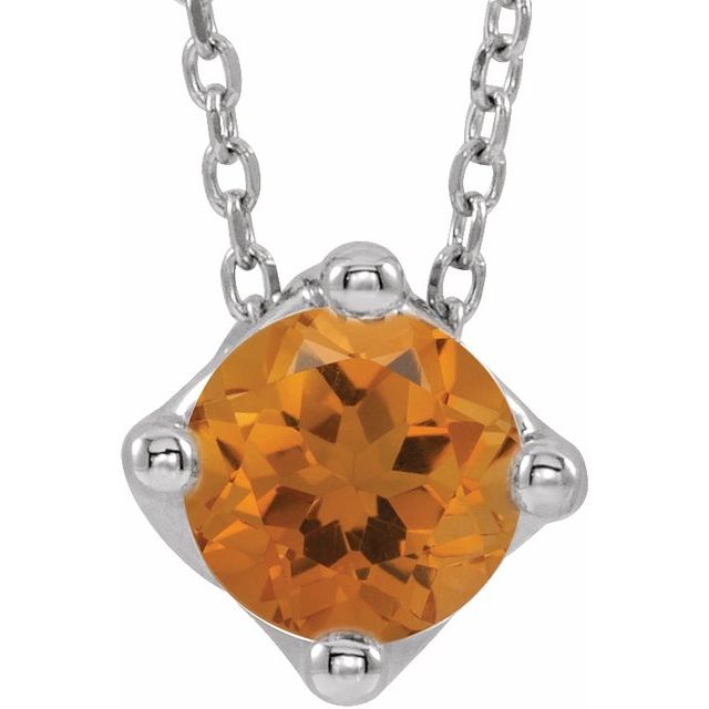 5 mm and 6 mm Round Lab-Grown and Natural Gemstone Adjustable Solitaire Necklace 16-18" Series 86993