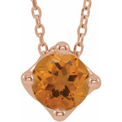 5 mm and 6 mm Round Lab-Grown and Natural Gemstone Adjustable Solitaire Necklace 16-18" Series 86993