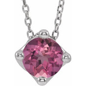 5 mm and 6 mm Round Lab-Grown and Natural Gemstone Adjustable Solitaire Necklace 16-18" Series 86993