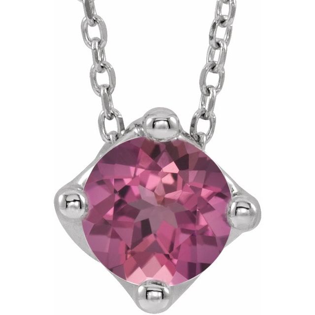 5 mm and 6 mm Round Lab-Grown and Natural Gemstone Adjustable Solitaire Necklace 16-18" Series 86993