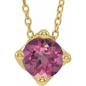 5 mm and 6 mm Round Lab-Grown and Natural Gemstone Adjustable Solitaire Necklace 16-18" Series 86993