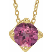 5 mm and 6 mm Round Lab-Grown and Natural Gemstone Adjustable Solitaire Necklace 16-18" Series 86993