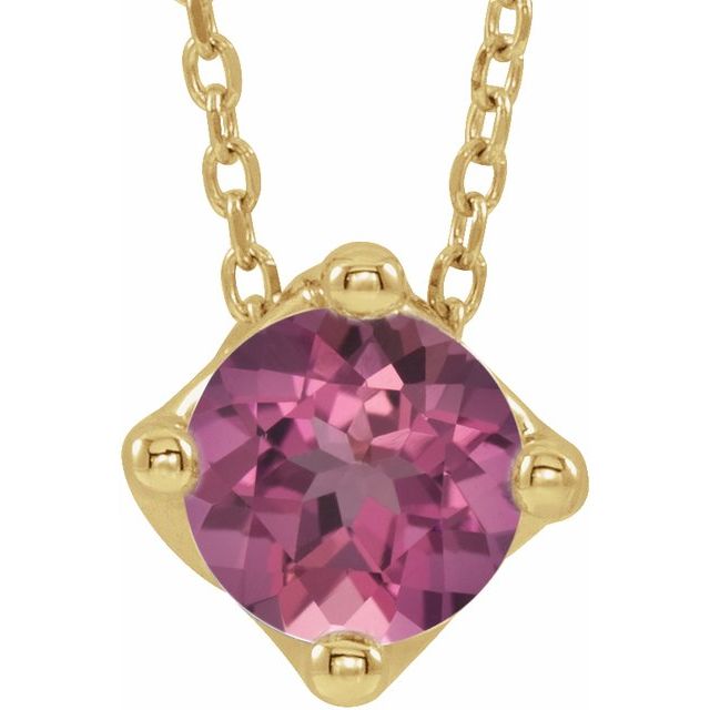 5 mm and 6 mm Round Lab-Grown and Natural Gemstone Adjustable Solitaire Necklace 16-18" Series 86993