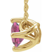 5 mm and 6 mm Round Lab-Grown and Natural Gemstone Adjustable Solitaire Necklace 16-18" Series 86993