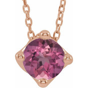 5 mm and 6 mm Round Lab-Grown and Natural Gemstone Adjustable Solitaire Necklace 16-18" Series 86993