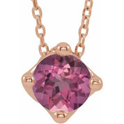 5 mm and 6 mm Round Lab-Grown and Natural Gemstone Adjustable Solitaire Necklace 16-18" Series 86993