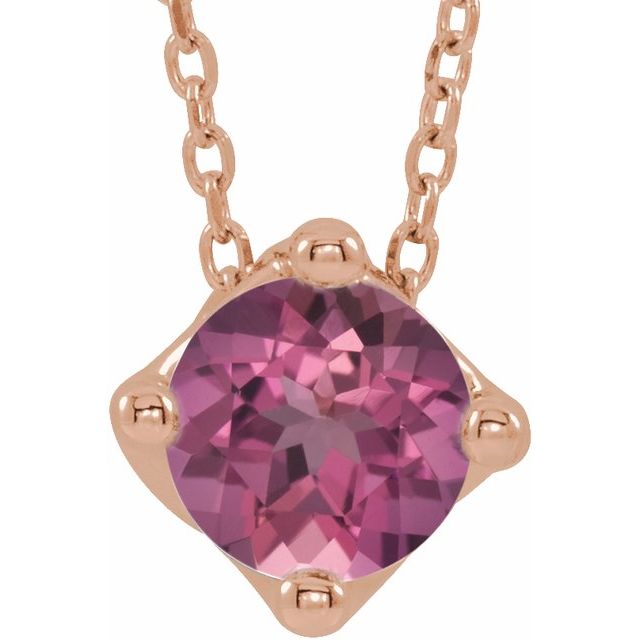 5 mm and 6 mm Round Lab-Grown and Natural Gemstone Adjustable Solitaire Necklace 16-18" Series 86993