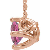 5 mm and 6 mm Round Lab-Grown and Natural Gemstone Adjustable Solitaire Necklace 16-18" Series 86993