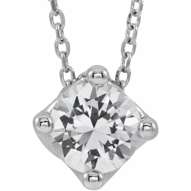 5 mm and 6 mm Round Lab-Grown and Natural Gemstone Adjustable Solitaire Necklace 16-18" Series 86993