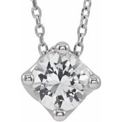 5 mm and 6 mm Round Lab-Grown and Natural Gemstone Adjustable Solitaire Necklace 16-18" Series 86993