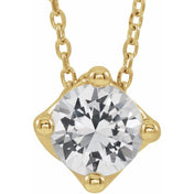 5 mm and 6 mm Round Lab-Grown and Natural Gemstone Adjustable Solitaire Necklace 16-18" Series 86993