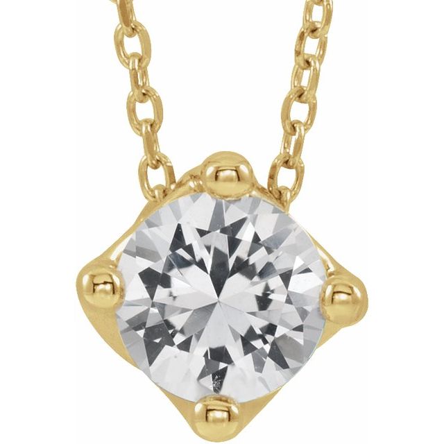 5 mm and 6 mm Round Lab-Grown and Natural Gemstone Adjustable Solitaire Necklace 16-18" Series 86993