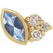 14K Yellow Natural Aquamarine & .03 CTW Natural Diamond Left Earring