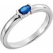 14K White Natural Blue Sapphire Family Stackable Ring