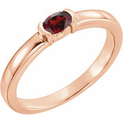 14K Rose Natural Mozambique Garnet Family Stackable Ring