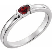 14K White Natural Mozambique Garnet Family Stackable Ring