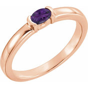 14K Rose Natural Amethyst Family Stackable Ring