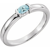 Sterling Silver Natural Aquamarine Family Stackable Ring