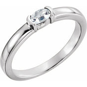 14K White Natural White Sapphire Family Stackable Ring