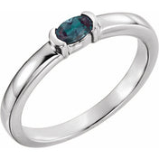 14K White Lab-Grown Alexandrite Family Stackable Ring