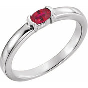Sterling Silver Natural Ruby Family Stackable Ring
