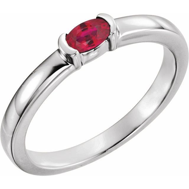 Sterling Silver Natural Ruby Family Stackable Ring