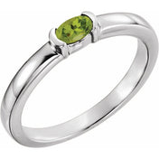 14K White Natural Peridot Family Stackable Ring