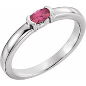 Sterling Silver Natural Pink Tourmaline Family Stackable Ring