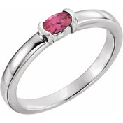 14K White Natural Pink Tourmaline Family Stackable Ring