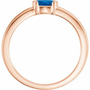 14K Rose Natural Blue Sapphire Family Stackable Ring