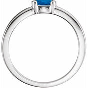 Sterling Silver Lab-Grown Blue Sapphire Family Stackable Ring