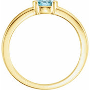 14K Yellow Natural Blue Zircon Family Stackable Ring