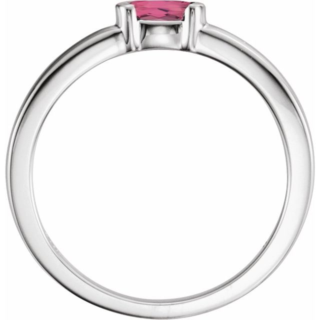 Sterling Silver Natural Pink Tourmaline Family Stackable Ring