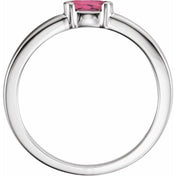 14K White Natural Pink Tourmaline Family Stackable Ring